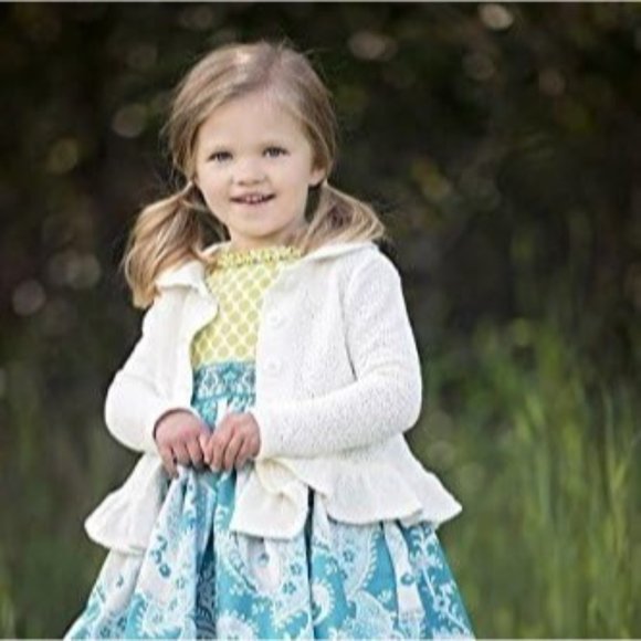 Persnickety NWT Girl white Peter Pan Cardigan Sweater ruffle 100% cotton 12 mont - Picture 6 of 6